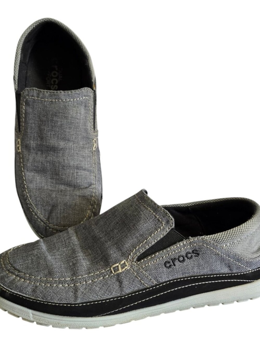 Crocs Santa Cruz Slip On Loafers Shoes #204835 Gray Men's Size 10